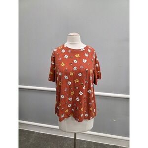 Winnie the Pooh Floral Bees Graphic T Shirt Orange Women's Size XL